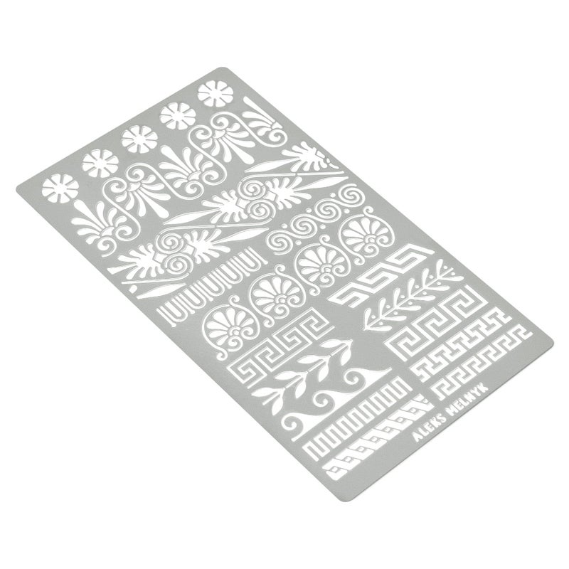 Aleks Melnyk No.36.3 Metal Journal Stencil, Greek Key, Border, Meander, Ornaments, Stainless Steel Stencil, Template Tool for Wood Burning, Pyrography and Engraving, Bullet Journaling, Crafting, DIY - Image 2